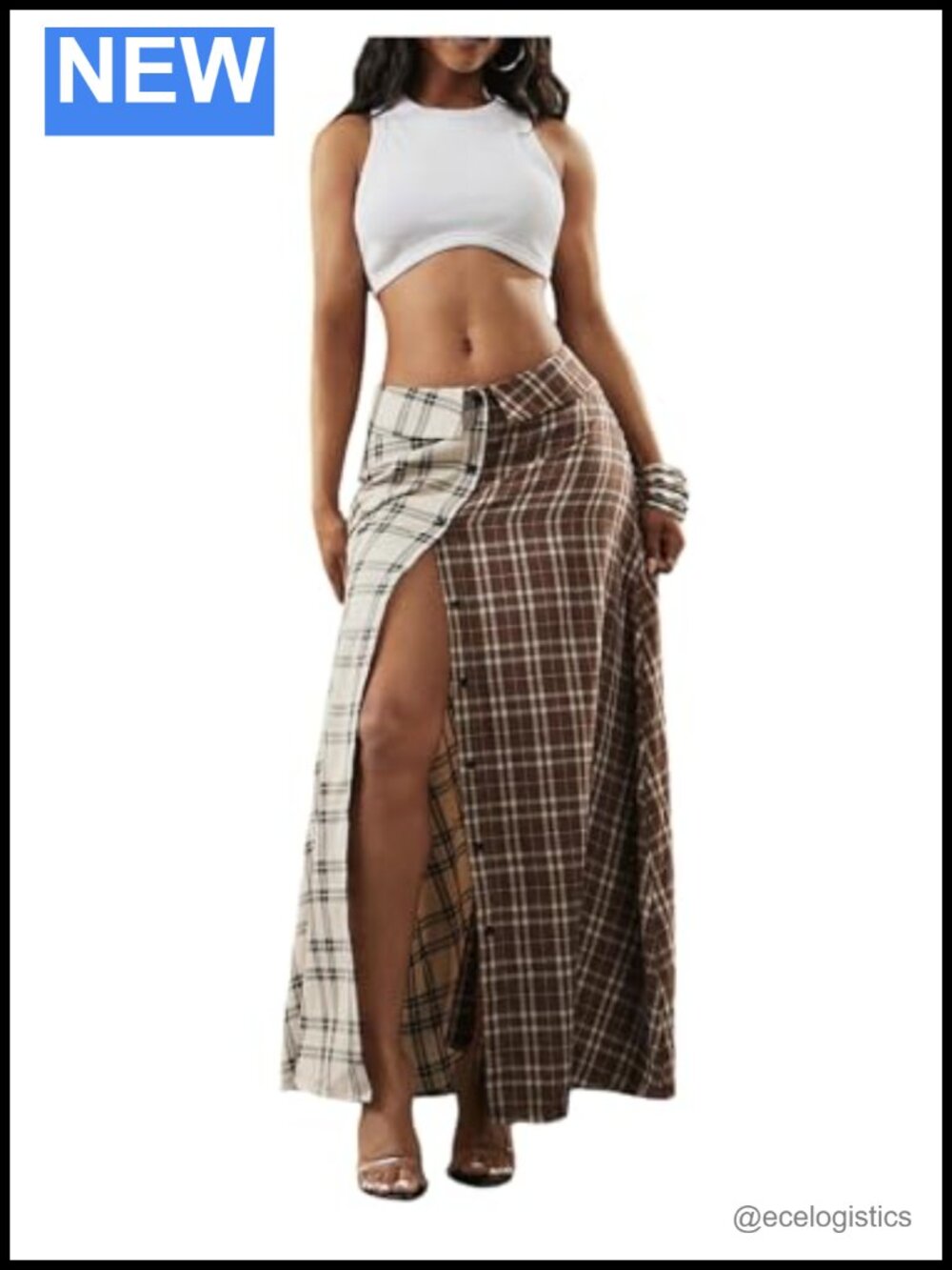 Women's Plaid A-Line Maxi Skirt Low Rise Western Cowgirl